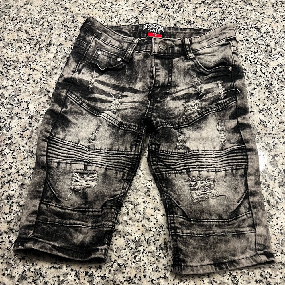 Boys Shorts, Black and Grey Distressed Size 10